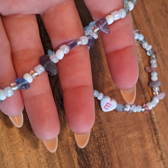 Set of 2 bracelets. Natural stone & acyclic beads - Picture 7 of 9